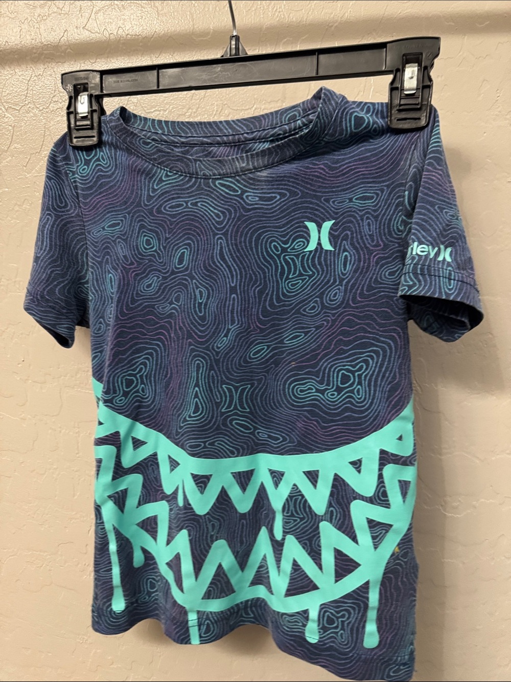 Hurley Navy & Teal Graphic Short Sleeve Tee